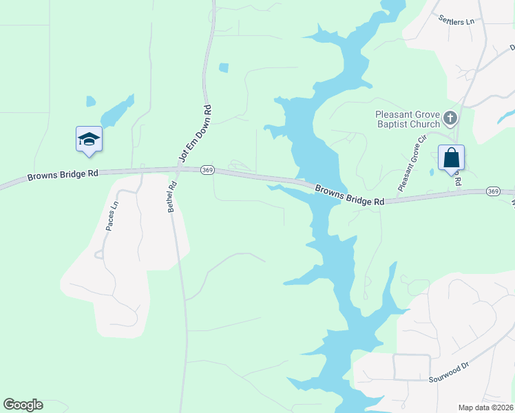map of restaurants, bars, coffee shops, grocery stores, and more near 7820 Wilkinson Drive in Gainesville