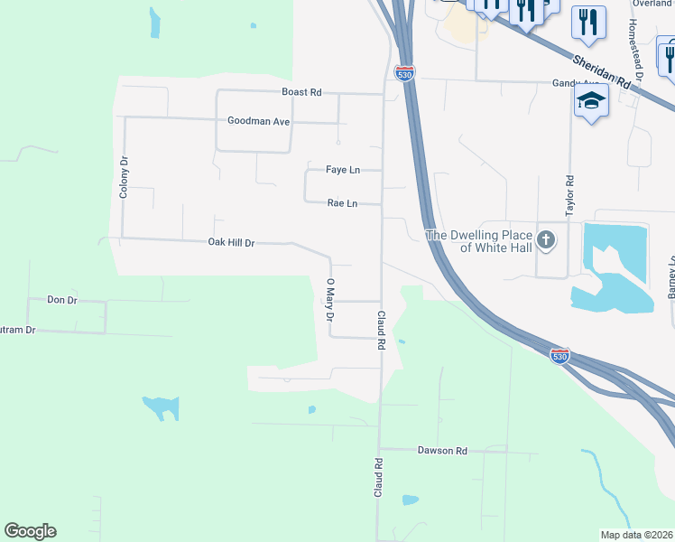 map of restaurants, bars, coffee shops, grocery stores, and more near 1008 Edna Cove in White Hall