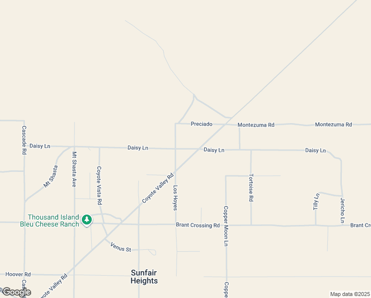 map of restaurants, bars, coffee shops, grocery stores, and more near Daisy Lane in Joshua Tree