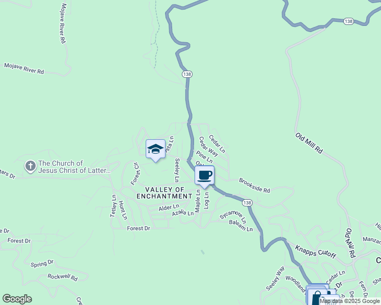 map of restaurants, bars, coffee shops, grocery stores, and more near 208 California 138 in Crestline