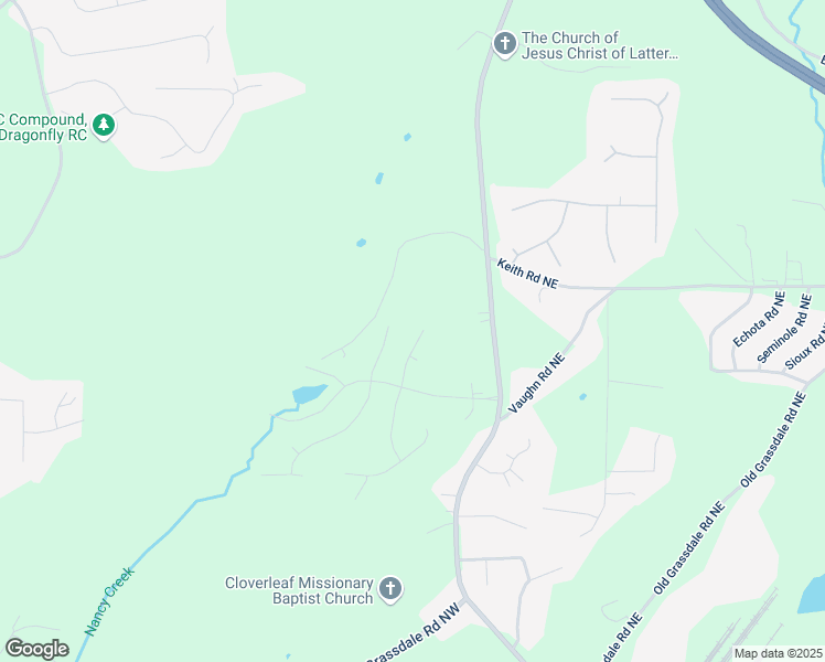 map of restaurants, bars, coffee shops, grocery stores, and more near 23 Knollwood Way in Cartersville