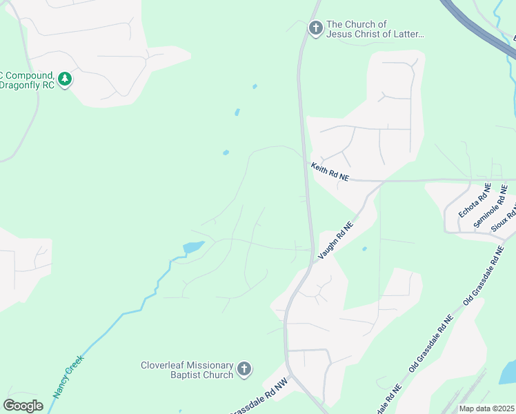 map of restaurants, bars, coffee shops, grocery stores, and more near 23 Knollwood Way in Cartersville
