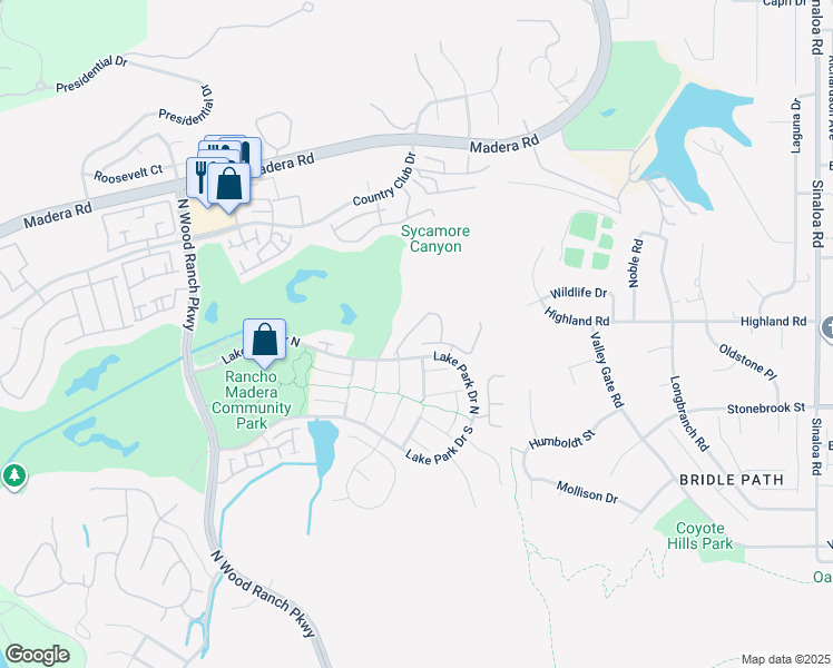 map of restaurants, bars, coffee shops, grocery stores, and more near 540 Fairfield Road in Simi Valley