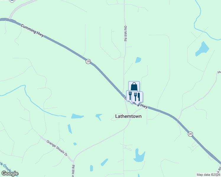 map of restaurants, bars, coffee shops, grocery stores, and more near 11100 Cumming Highway in Canton