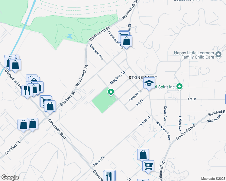 map of restaurants, bars, coffee shops, grocery stores, and more near 11163 Hershey Street in Los Angeles