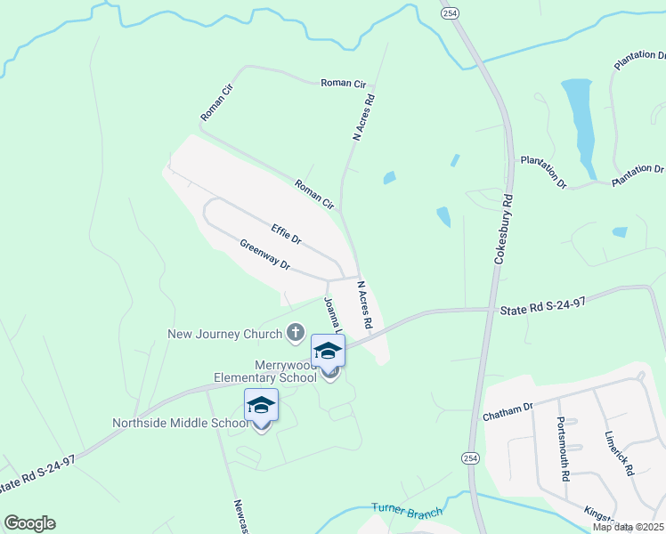 map of restaurants, bars, coffee shops, grocery stores, and more near 105 Effie Drive in Greenwood