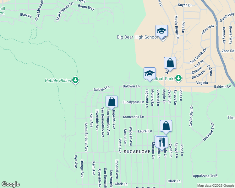 map of restaurants, bars, coffee shops, grocery stores, and more near 152 Vista Avenue in Sugarloaf