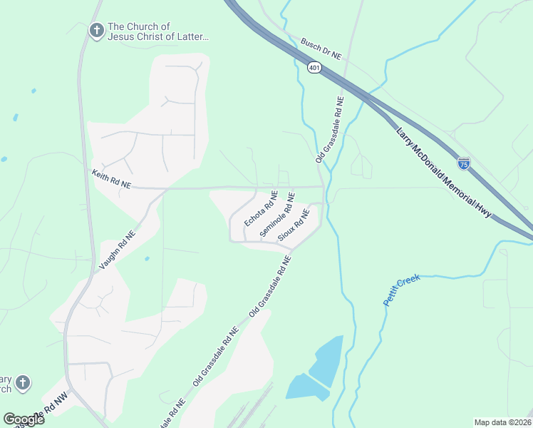 map of restaurants, bars, coffee shops, grocery stores, and more near 21 Echota Road Northeast in Cartersville