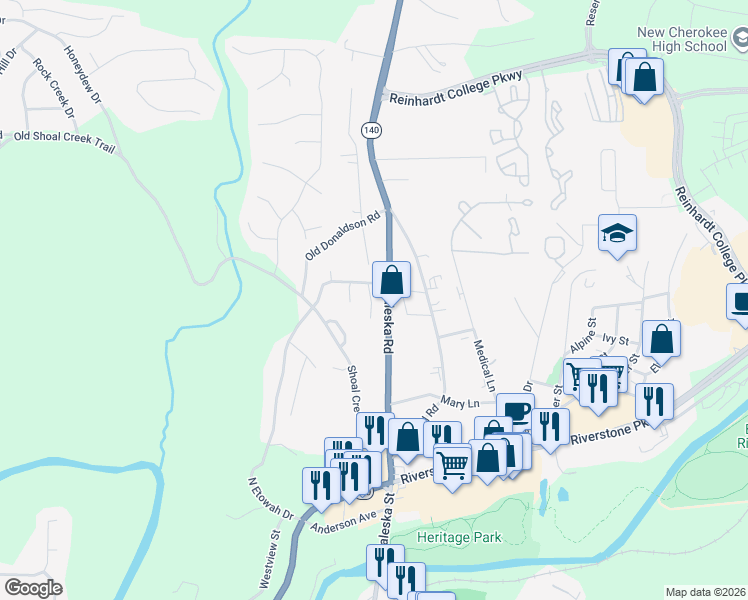 map of restaurants, bars, coffee shops, grocery stores, and more near 109 Hilltop Drive in Canton
