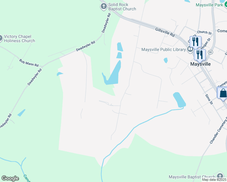 map of restaurants, bars, coffee shops, grocery stores, and more near 572 West Freeman Street in Maysville