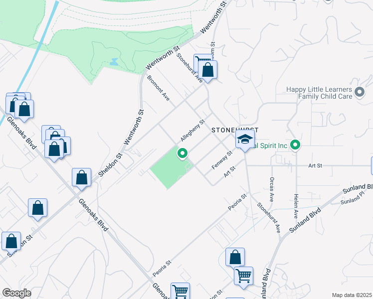 map of restaurants, bars, coffee shops, grocery stores, and more near 11157 Hershey Street in Los Angeles