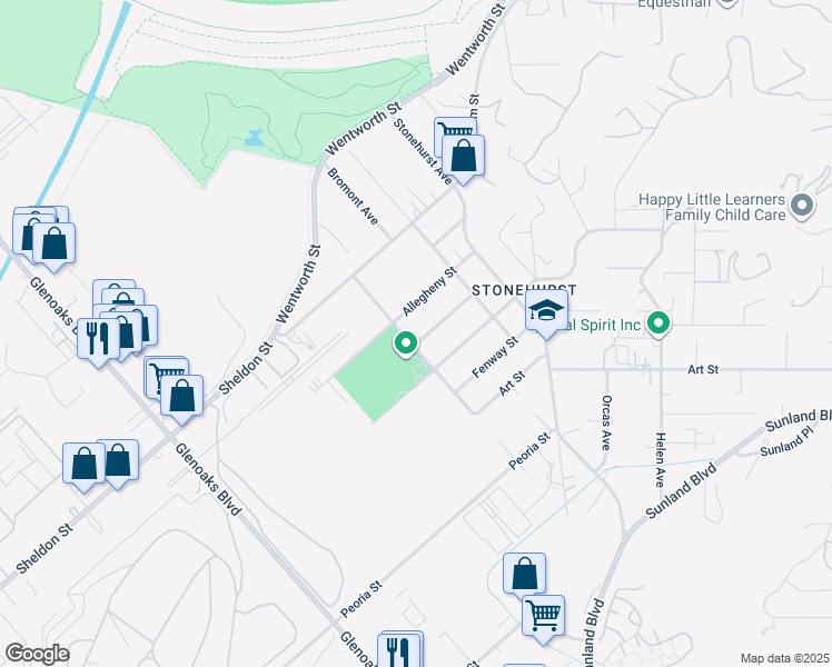map of restaurants, bars, coffee shops, grocery stores, and more near 11157 Hershey Street in Los Angeles