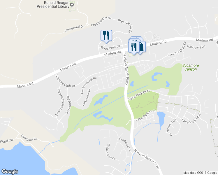 map of restaurants, bars, coffee shops, grocery stores, and more near 601 Cartpath Place in Simi Valley