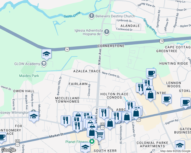 map of restaurants, bars, coffee shops, grocery stores, and more near 620 Tabor Lane in Wilmington