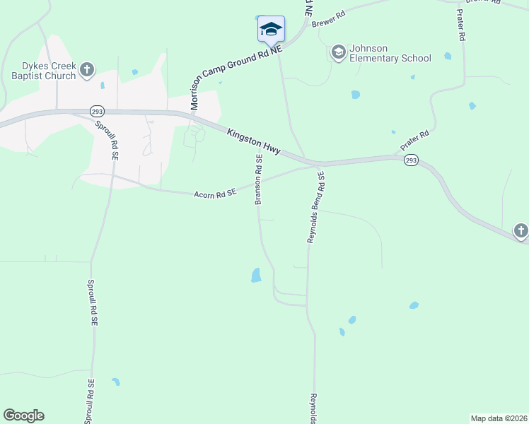 map of restaurants, bars, coffee shops, grocery stores, and more near 128 Branson Road Southeast in Rome