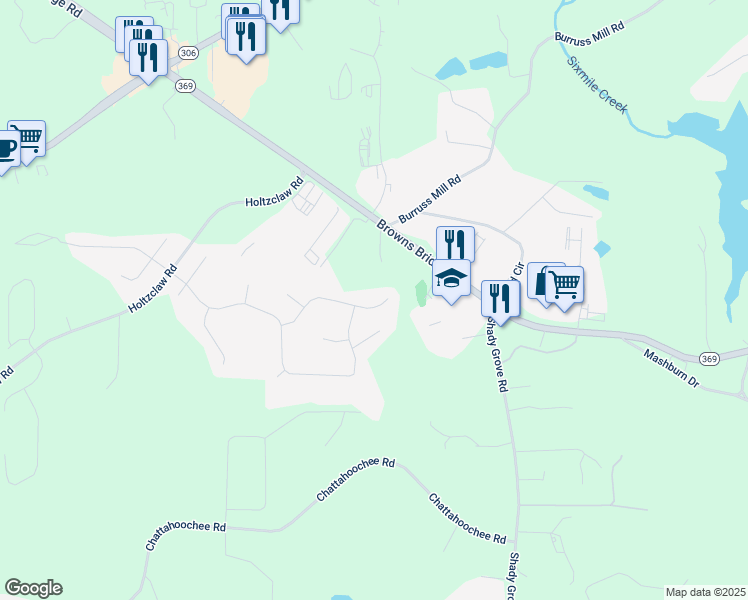 map of restaurants, bars, coffee shops, grocery stores, and more near 4235 Night Sky Lane in Cumming