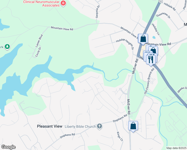 map of restaurants, bars, coffee shops, grocery stores, and more near 4923 Odell Drive in Gainesville