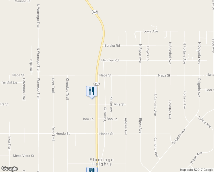 map of restaurants, bars, coffee shops, grocery stores, and more near 176 Keeler Avenue in Yucca Valley