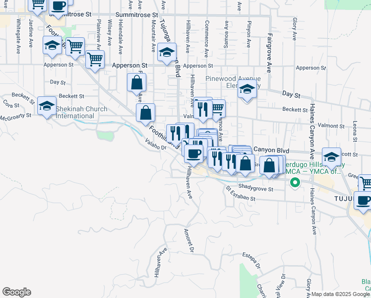 map of restaurants, bars, coffee shops, grocery stores, and more near in Los Angeles