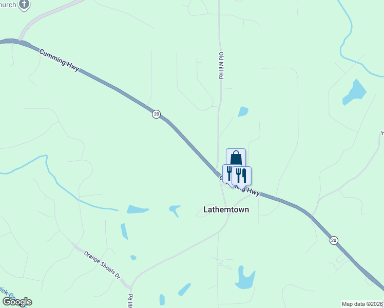 map of restaurants, bars, coffee shops, grocery stores, and more near 11100 Cumming Highway in Canton