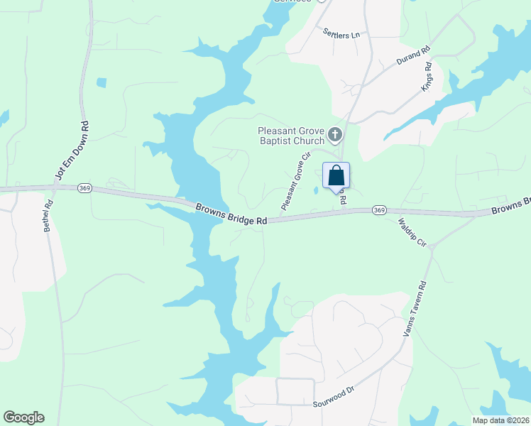 map of restaurants, bars, coffee shops, grocery stores, and more near 8115 Browns Bridge Road in Gainesville