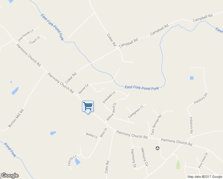 map of restaurants, bars, coffee shops, grocery stores, and more near 3950 Pinedale Lane in Gainesville