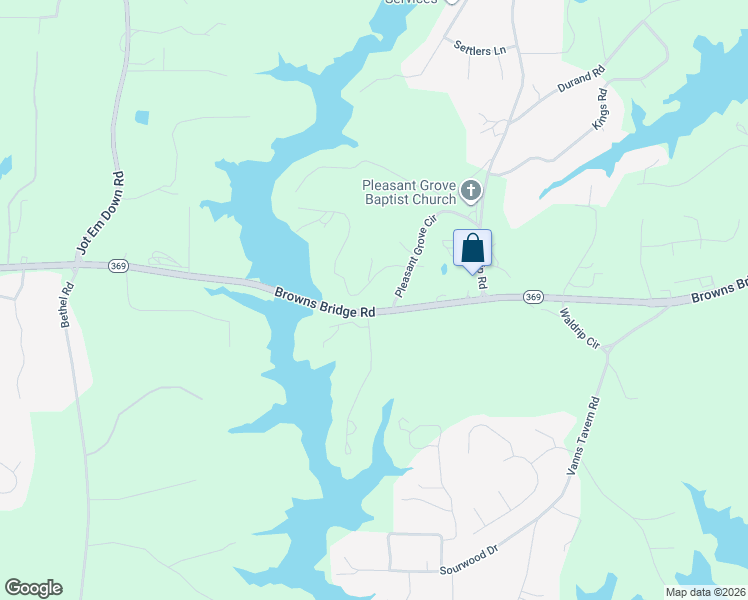 map of restaurants, bars, coffee shops, grocery stores, and more near 8115 Browns Bridge Road in Gainesville