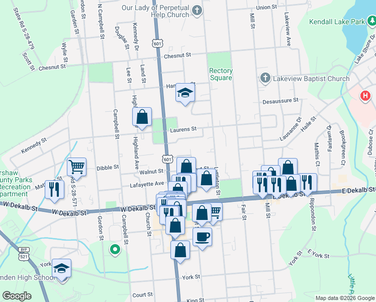 map of restaurants, bars, coffee shops, grocery stores, and more near 504 Walnut Street in Camden