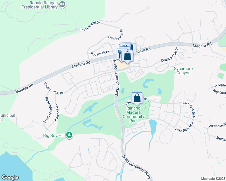 map of restaurants, bars, coffee shops, grocery stores, and more near 610 Kingswood Lane in Simi Valley
