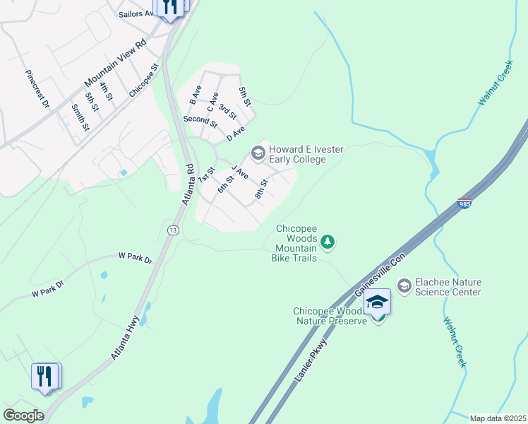 map of restaurants, bars, coffee shops, grocery stores, and more near 4 I Avenue in Gainesville