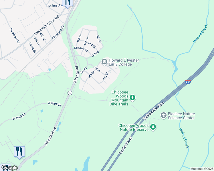 map of restaurants, bars, coffee shops, grocery stores, and more near 4 I Avenue in Gainesville