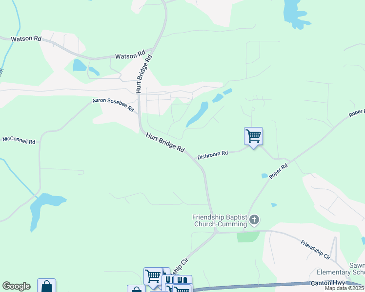 map of restaurants, bars, coffee shops, grocery stores, and more near 3440 Carswell Bend in Cumming