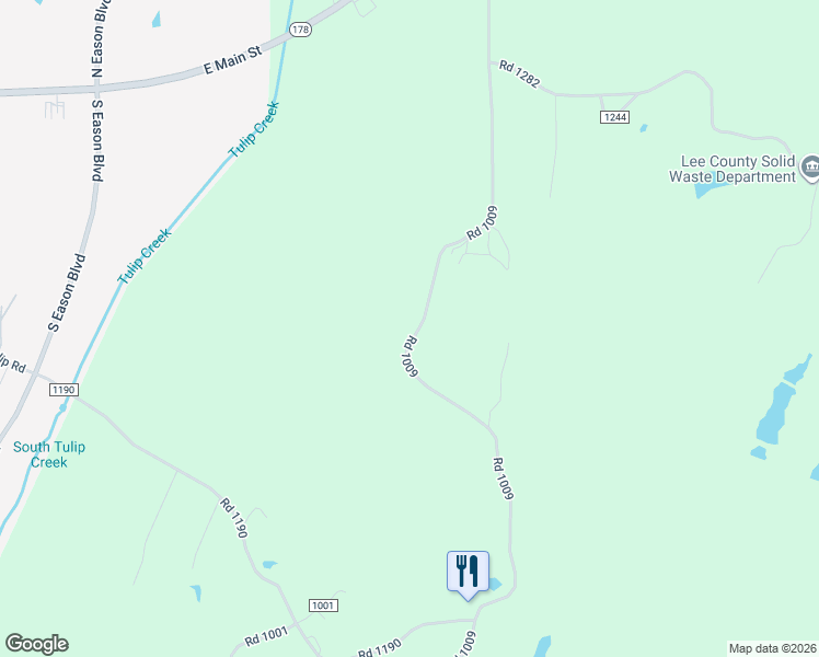 map of restaurants, bars, coffee shops, grocery stores, and more near 303 Road 1009 in Tupelo