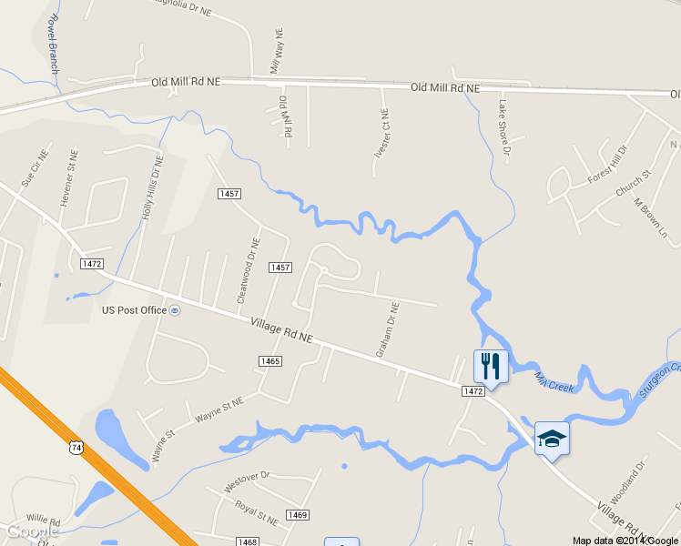 map of restaurants, bars, coffee shops, grocery stores, and more near 1033 Mill Creek Loop in Leland