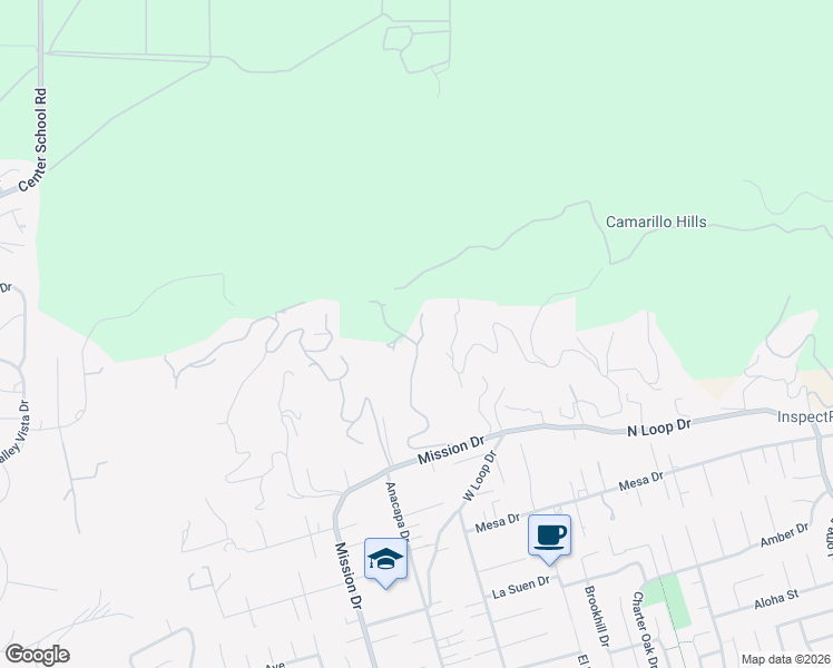 map of restaurants, bars, coffee shops, grocery stores, and more near 1140 San Clemente Way in Camarillo