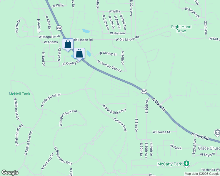 map of restaurants, bars, coffee shops, grocery stores, and more near 270 North Clark Road in Show Low
