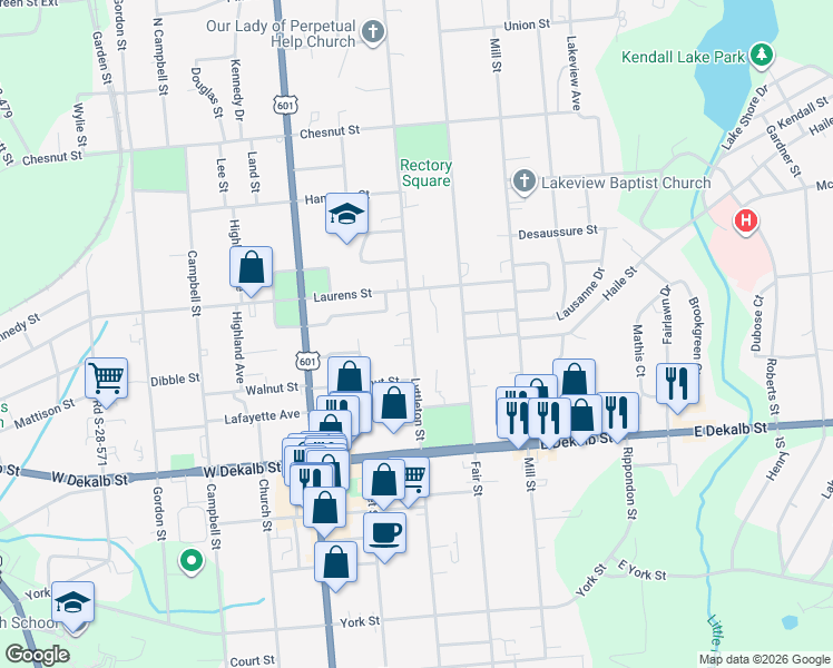 map of restaurants, bars, coffee shops, grocery stores, and more near 1304 Lyttleton Street in Camden