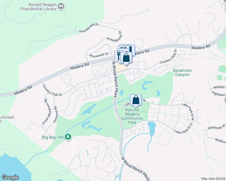 map of restaurants, bars, coffee shops, grocery stores, and more near 600 Kingswood Lane in Simi Valley