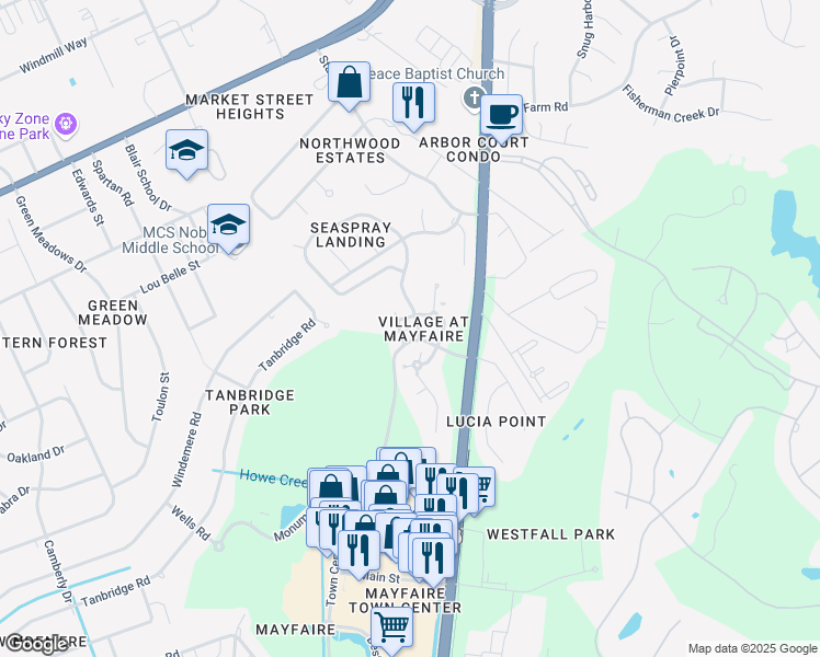 map of restaurants, bars, coffee shops, grocery stores, and more near 561 Garden Terrace Drive in Wilmington