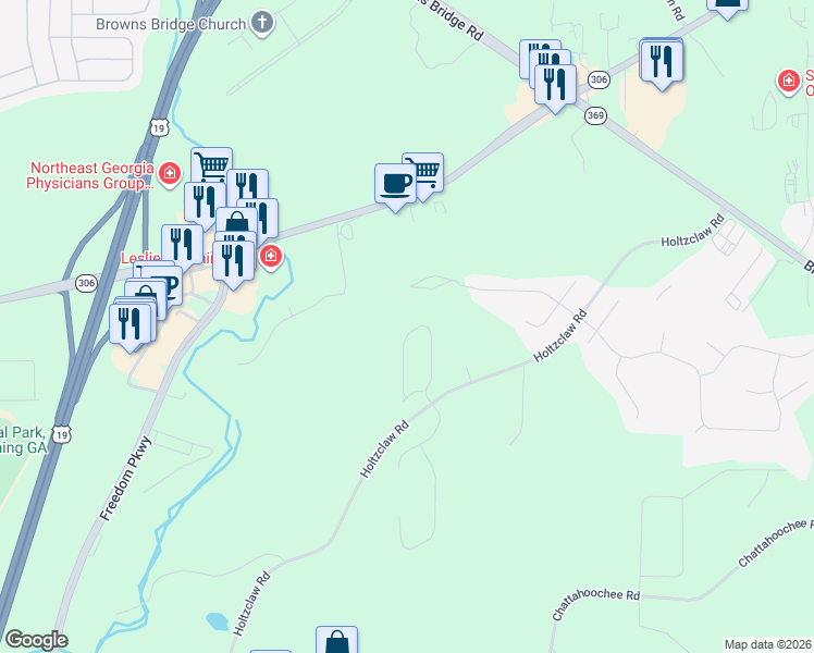 map of restaurants, bars, coffee shops, grocery stores, and more near 3720 Falling Leaf Lane in Cumming