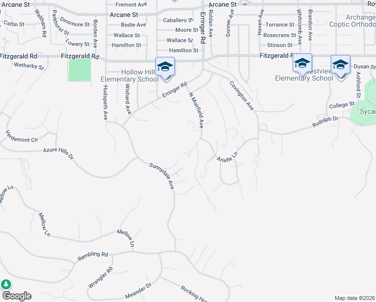 map of restaurants, bars, coffee shops, grocery stores, and more near 665 North Muirfield Avenue in Simi Valley