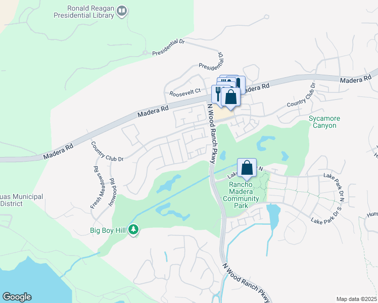 map of restaurants, bars, coffee shops, grocery stores, and more near 620 Geranium Lane in Simi Valley