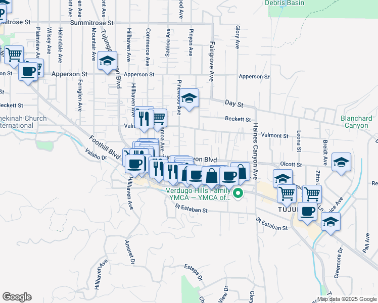 map of restaurants, bars, coffee shops, grocery stores, and more near 10017 Silverton Avenue in Los Angeles