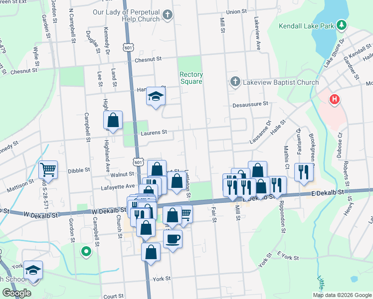 map of restaurants, bars, coffee shops, grocery stores, and more near 1304 Lyttleton Street in Camden