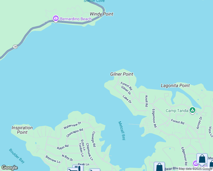map of restaurants, bars, coffee shops, grocery stores, and more near 39403 Point Road in Big Bear Lake