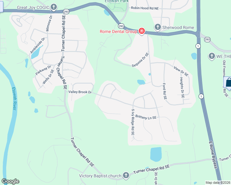 map of restaurants, bars, coffee shops, grocery stores, and more near 17 Heather Road Southeast in Rome