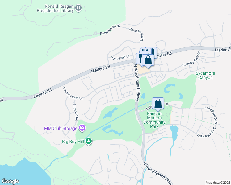 map of restaurants, bars, coffee shops, grocery stores, and more near 657 Cartpath Place in Simi Valley