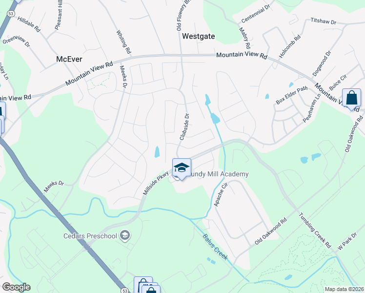 map of restaurants, bars, coffee shops, grocery stores, and more near 4414 Rockrose Green Way in Gainesville