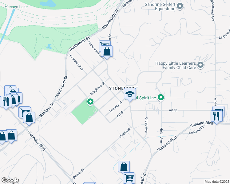 map of restaurants, bars, coffee shops, grocery stores, and more near 9906 Wealtha Avenue in Los Angeles