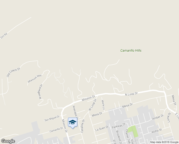 map of restaurants, bars, coffee shops, grocery stores, and more near 784 East Highland Drive in Camarillo
